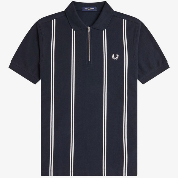 Fred Perry Men's Mod Vertical Stripe Polo Shirt in Navy M2419 608 - Main View