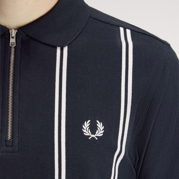 Fred Perry Men's Mod Vertical Stripe Polo Shirt in Navy M2419 608 - Sleeve Detail