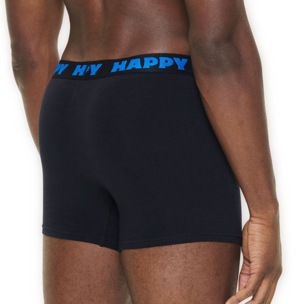 Back of Man wearing Happy Socks Mens Boxer Shorts in Navy/Blue P005209