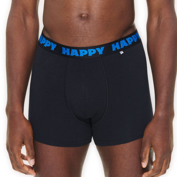 Man wearing Happy Socks Mens Boxer Shorts in Navy/Blue P005209