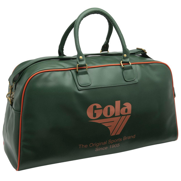 Gola Classics Reynolds Retro 70s Holdall Bowling Bag in Green and Orange Side Photo 1
