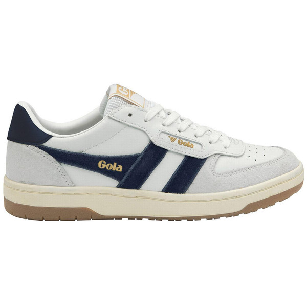 Gola Classics Hawk Men's Retro Trainers in White and Vintage Blue CMB336WH Side View