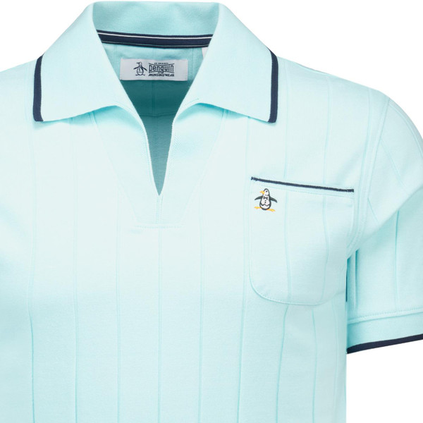 orignal penguin mens wide ribbed skipper collar 50s polo tshrit plume blue