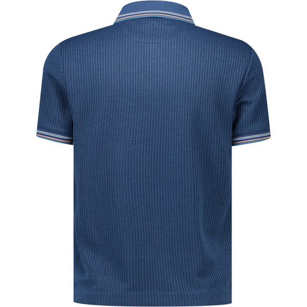 original penguin mens ribbed jacquard button through polo tshirt saragasso sea blue