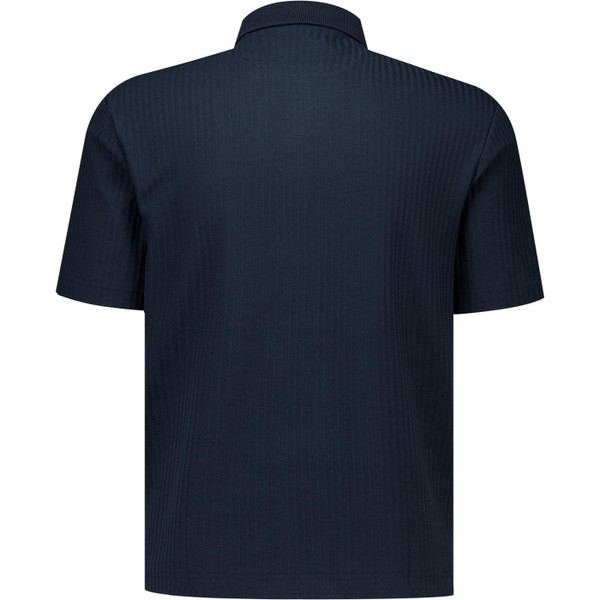 Farah Vintage Mens Dobson Retro Jacquard Stripe Zip Polo in True Navy