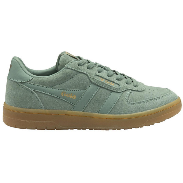 Gola Classics Women's Hawk 86 Suede Retro Trainers in Green Mist CLB571NY Side View