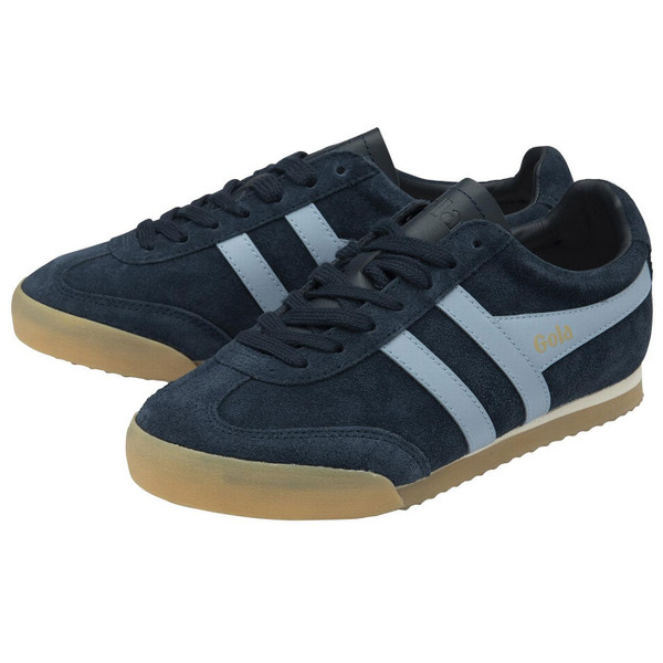 Gola Classics Women's Apollo Suede Retro Trainers in Navy and Air Blue CLB777EE Both Trainers Side by Side