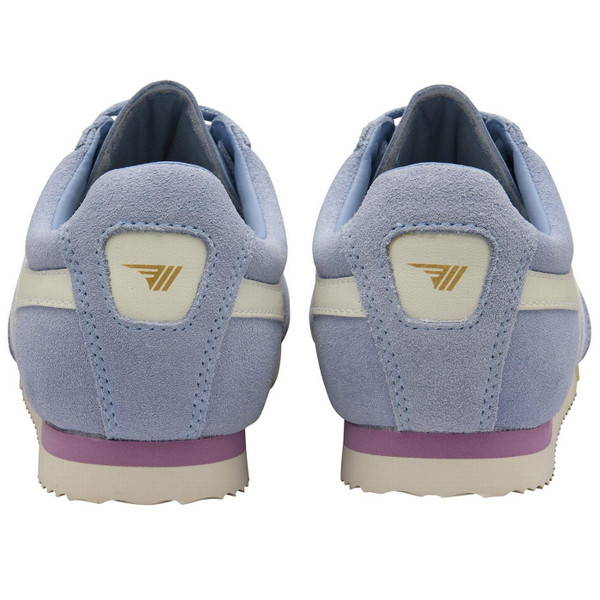 Gola Classics Women's Apollo Suede Retro 90s Trainers in Air Blue, Off White and Candy Back View