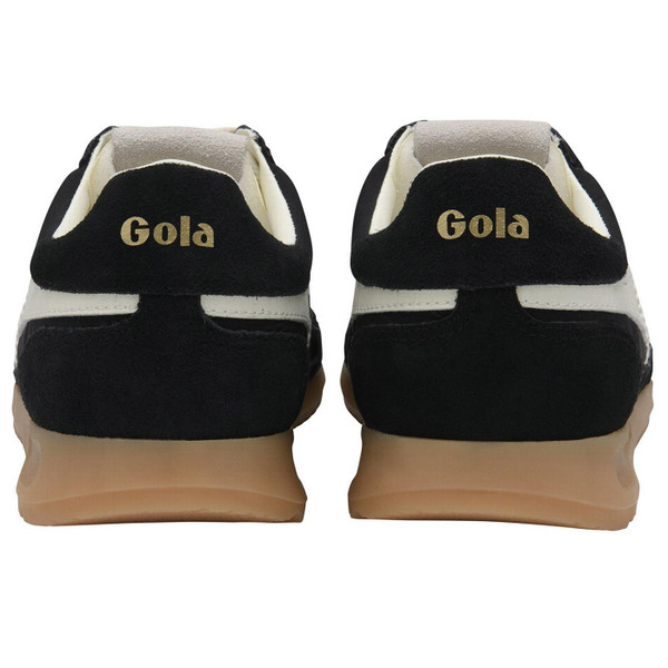 Gola Classics Firefly Women's Retro Nylon and Suede Trainers in Black and Off White CLB577BW - Back View