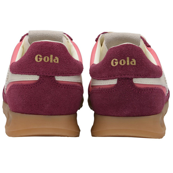 Gola Classics Firefly Women's Retro 90s Nylon and Suede Trainers in Bubblegum, Cerise and Off White CLB577KK Back View
