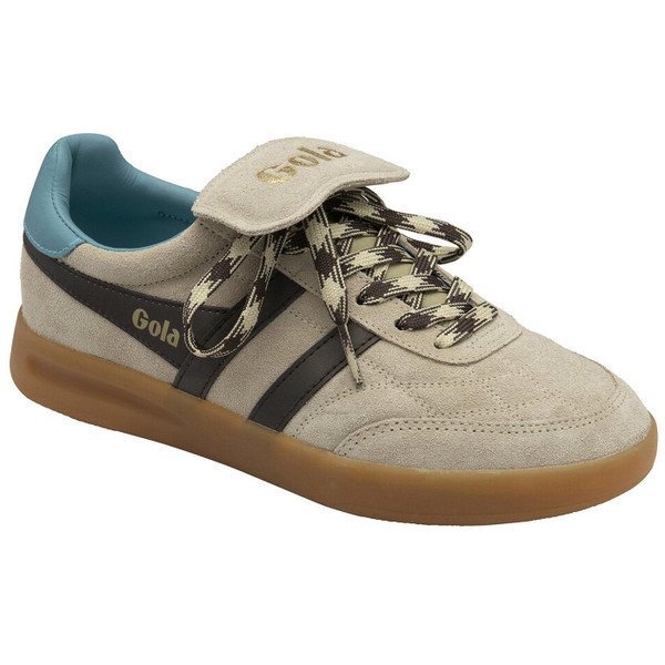 Gola Classics Stadia 86 Women's Retro 90s Quilted Suede Football Trainers in Bone CLB787CT Main View