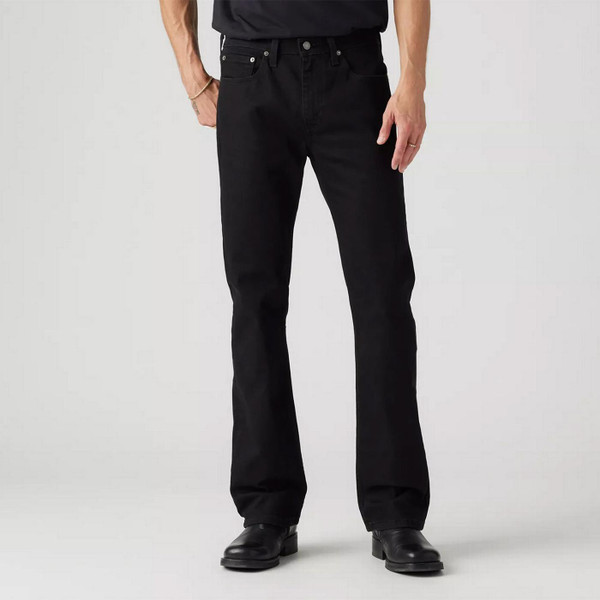 Model Wearing Levi's 527 Slim Bootcut Men's Denim Jeans in Native Cali Black 055270539 - Front View