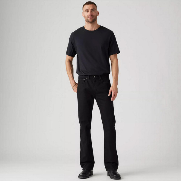 Model Wearing Levi's 527 Slim Bootcut Men's Denim Jeans in Native Cali Black 055270539 - Main View