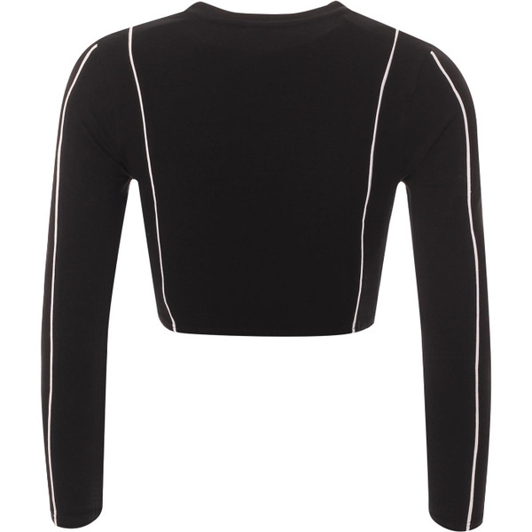 ellesse womesn russia cropped contrast detail long sleeve top black