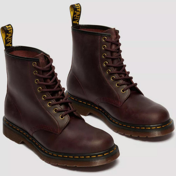 Dr Martens 1460 Crazy Horse Mod Leather Boots in Cherry Red 11822609 - Both Boots Side by Side
