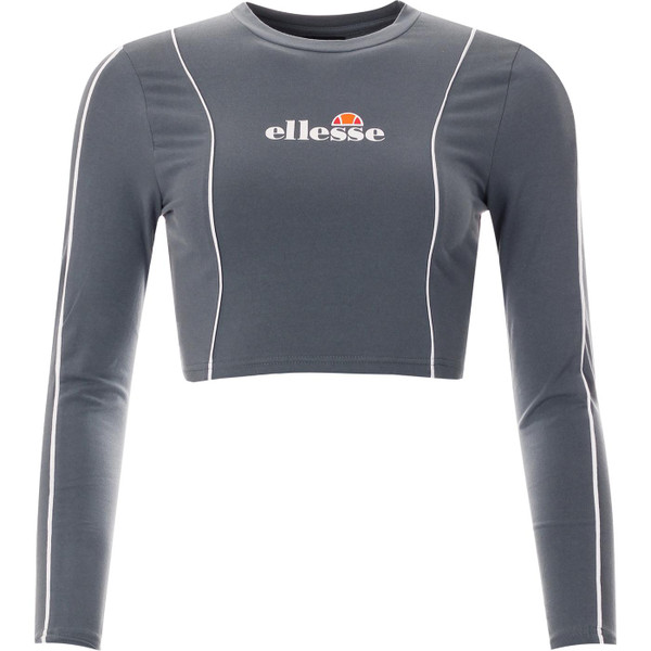 ellesse womesn russia cropped contrast detail long sleeve top greyish blue