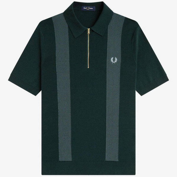 Fred Perry Men's 1960s Mod Panel Knitted Polo Shirt in Grassroots K2310 30A Main View