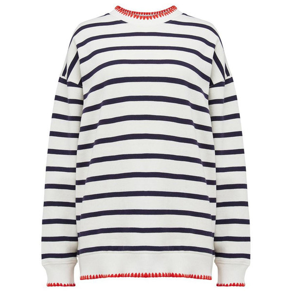 Sugarhill Brighton Eadie Relaxed Fit Sweatshirt in Off White/Navy Stripes