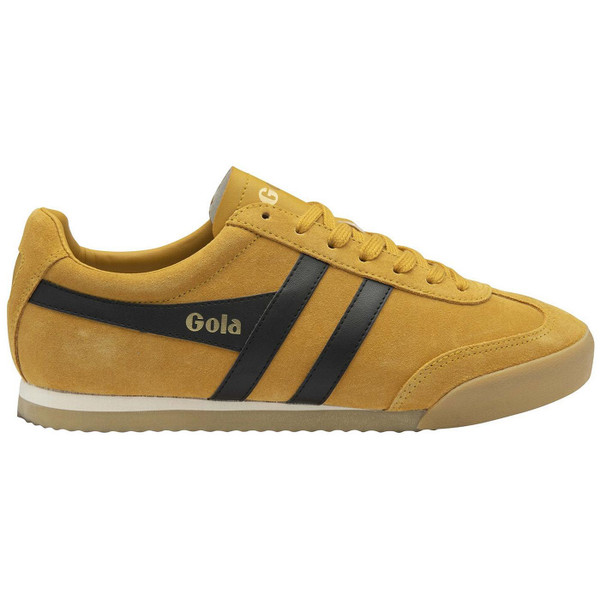 Gola Classics Apollo Men's Retro Suede Trainers in Sun and Black CMB777YB - Side View