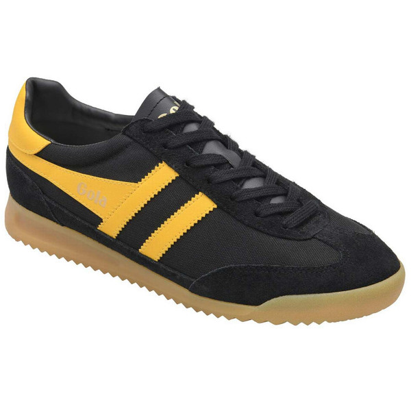 Gola Tornado Men's Retro Suede Trainers in Black and Sun - Main View