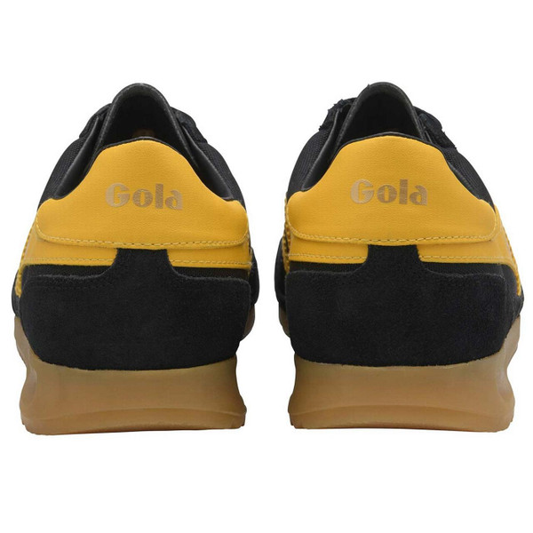 Gola Tornado Men's Retro Suede Trainers in Black and Sun - Back View