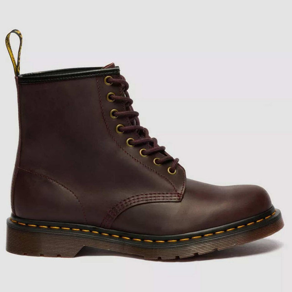 Dr Martens Women's 1460 Crazy Horse Leather Boots in Cherry Red - Side View