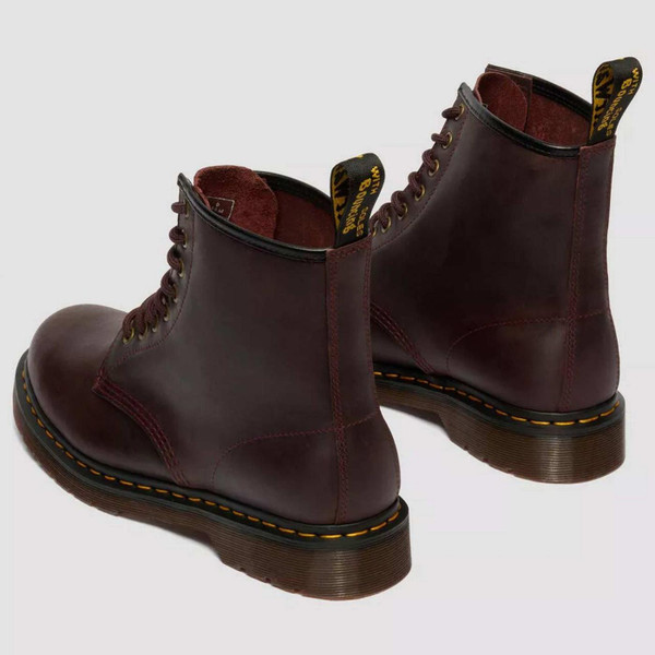 Dr Martens Women's 1460 Crazy Horse Leather Boots in Cherry Red - Back View