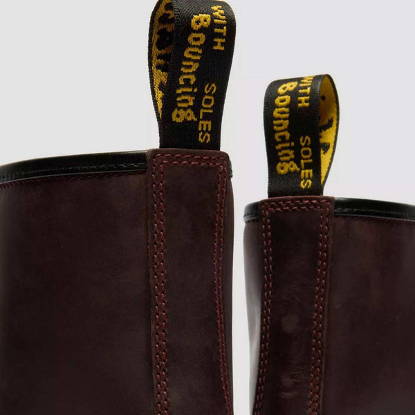 Dr Martens Women's 1460 Crazy Horse Leather Boots in Cherry Red AirWair Heel Tabs