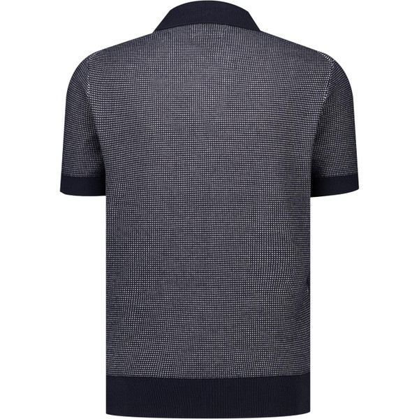 Farah Vintage Mens Birch Full Cardigan Textured Knitted Polo in True Navy