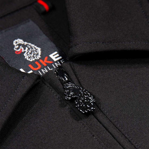 Luke Moonstone Men's Retro Zip Through Piped Sleeve Collared Sweatshirt in Black - Zip Detail