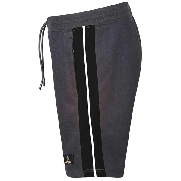 Luke 1977 Kings 1000 Men's Retro Stripe Tape Detail Shorts in Charcoal - Side