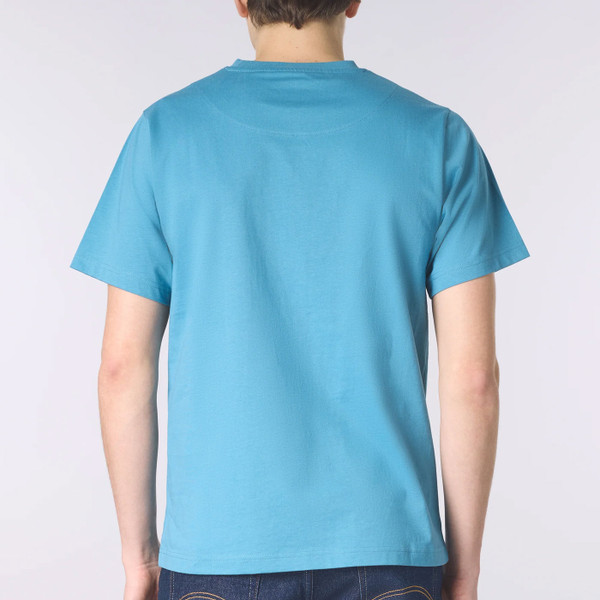 Back of Pretty Green Gillespie Men's Retro Logo T-shirt in Bright Blue
