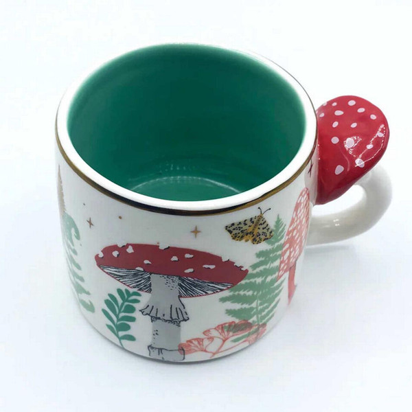 House of Disaster Forage Cream Retro Toadstool and Fern Mug in Box - Retro Gifts - Above View
