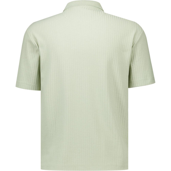 Farah Vintage Mens Dobson Retro Jacquard Stripe Zip Polo T-Shirt in Green Shade