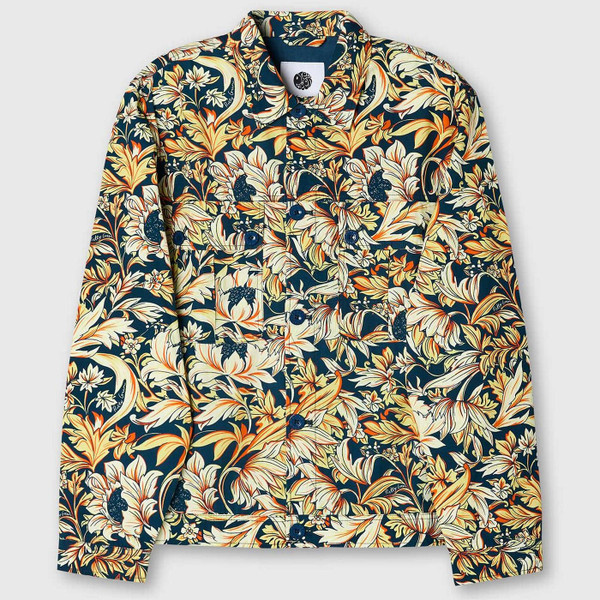 Pretty Green Bostall Men's Retro 70s Canvas Floral Overshirt - Main View