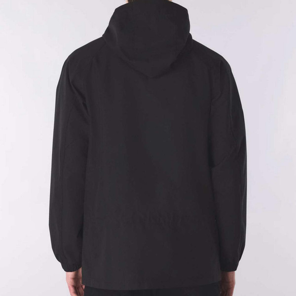 Model Wearing Pretty Green Resonance Men's 90s Water Reactive Paisley Hooded Jacket in Black - Back View