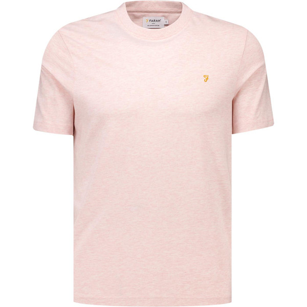 Farah Vintage Mens Danny Organic Cotton Crew Neck T-shirt in Floral Pink