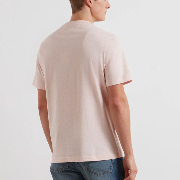 Back of Farah Vintage Mens Danny Organic Cotton Crew Neck T-shirt in Floral Pink