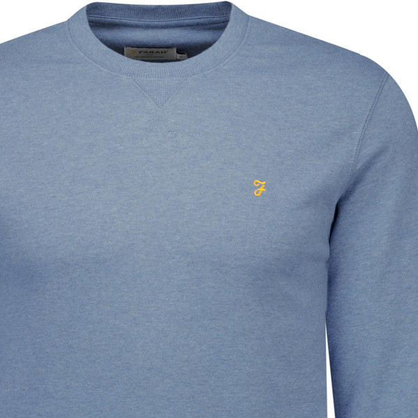 Farah Vintage Mens Tim Crew Neck Loopback Sweatshirt in Blue Tide