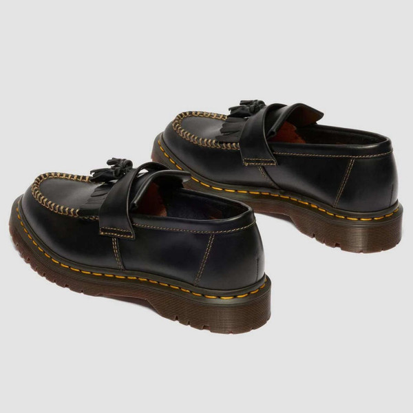 Dr Martens Adrian Tassel Women's Retro Orleans Leather Loafers in Black Both Shoes Back
