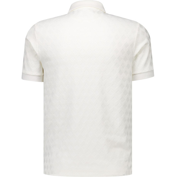Back of Farah Vintage Mens Horace Retro Diamond Jacquard Polo in Ecru