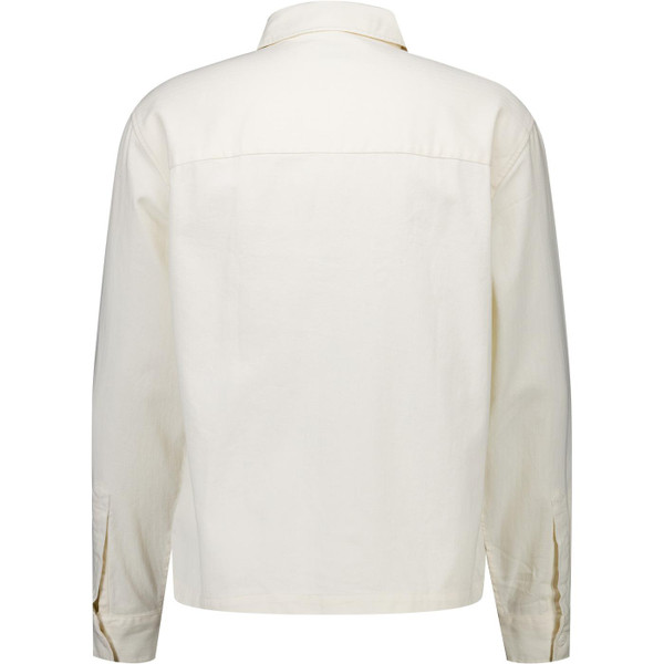 Farah Vintage Mens Marshall Herringbone Long Sleeve Utility Overshirt in Ecru