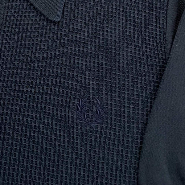 Fred Perry Men's Mod Tonic Waffle Knitted Polo Shirt in Navy - Laurel Wreath