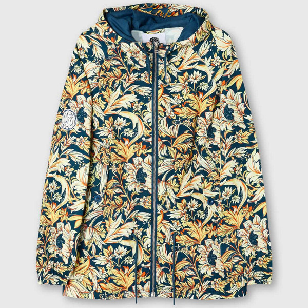 Pretty Green Bostall Men's Retro Floral Hooded Jacket in Navy - Front View