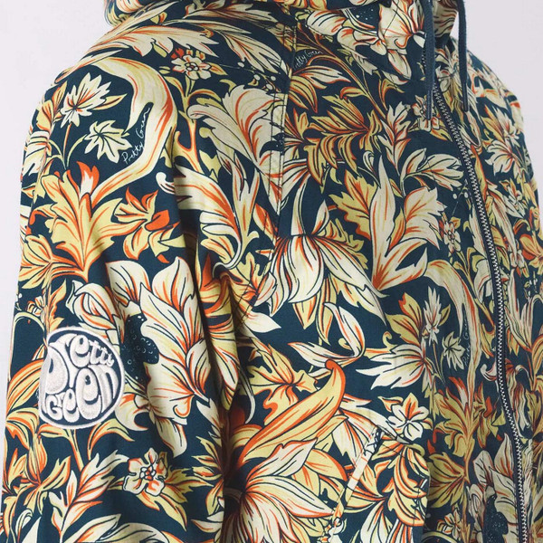 Pretty Green Bostall Men's Retro Floral Hooded Jacket in Navy - Hood Drawstring Detail