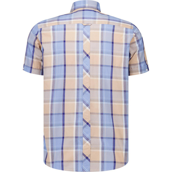 Trojan Clothing Mens Pastel Check Button Down Short Sleeve Shirt in Powder Blue