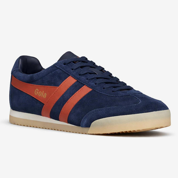 Gola Classics Apollo Men's Retro Suede Trainers in Navy and Moody Orange - Main View