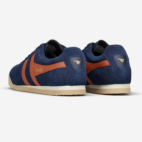 Gola Classics Apollo Men's Retro Suede Trainers in Navy and Moody Orange - Back View