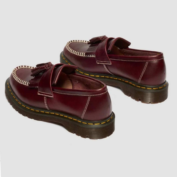 Dr Martens Adrian Tassel Loafer Shoes in Cherry Red - Men's Footwear - Back View