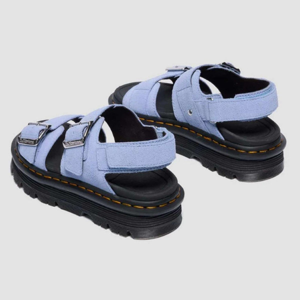 Dr Martens Zebzag Women's Suede Sandals in Cornflower Blue Suede - Back View